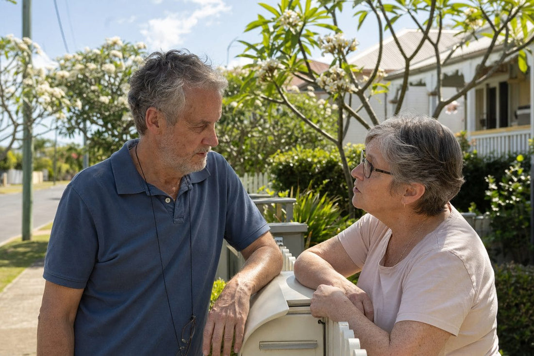 Jan talking to Dan at the letterbox