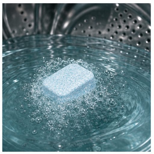 Tablet dissolving inside washer drum