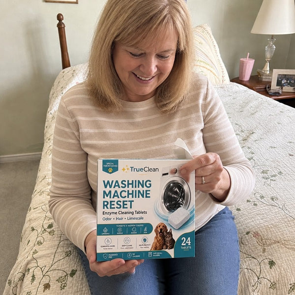 Customer opening TrueClean Washing Machine Reset box