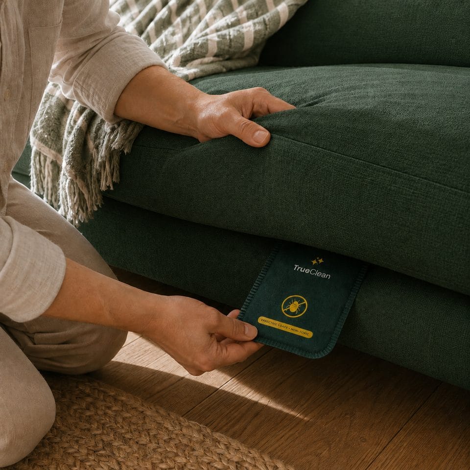 Placing a sealed CaptureCard beneath a sofa cushion
