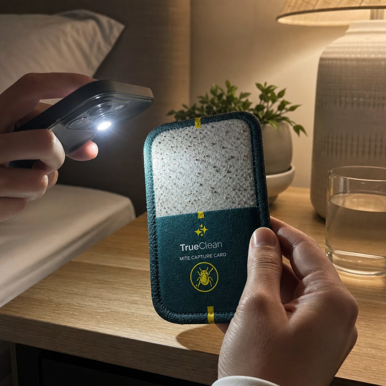 Checking the card with a phone light