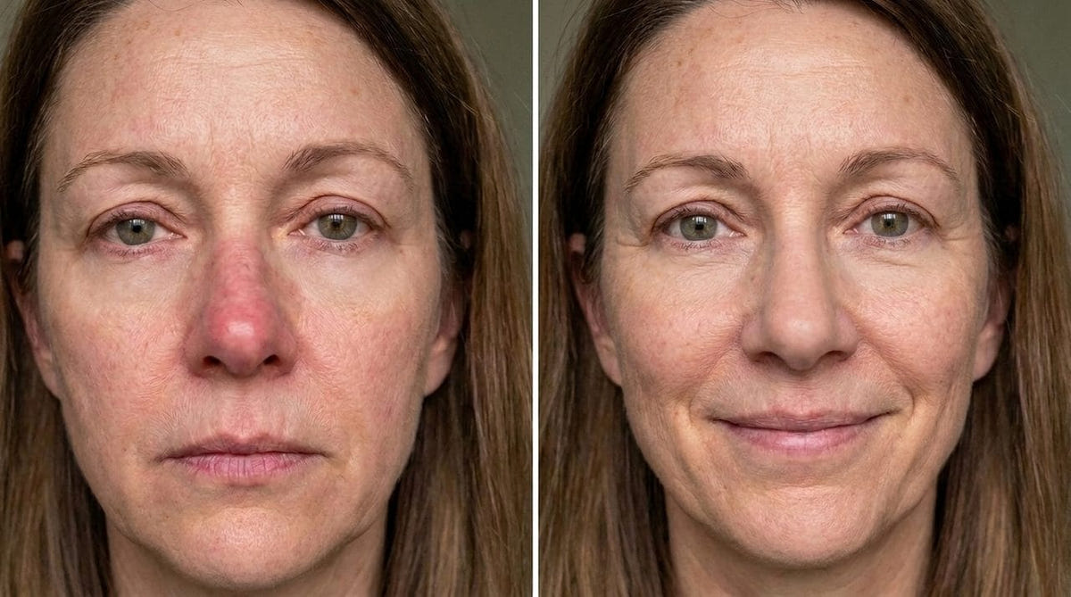 The same woman, her morning face and the same face rested