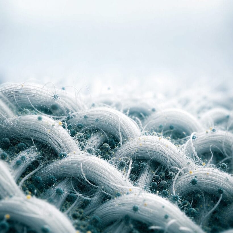 Dust mite colony living deep in the mattress fibers
