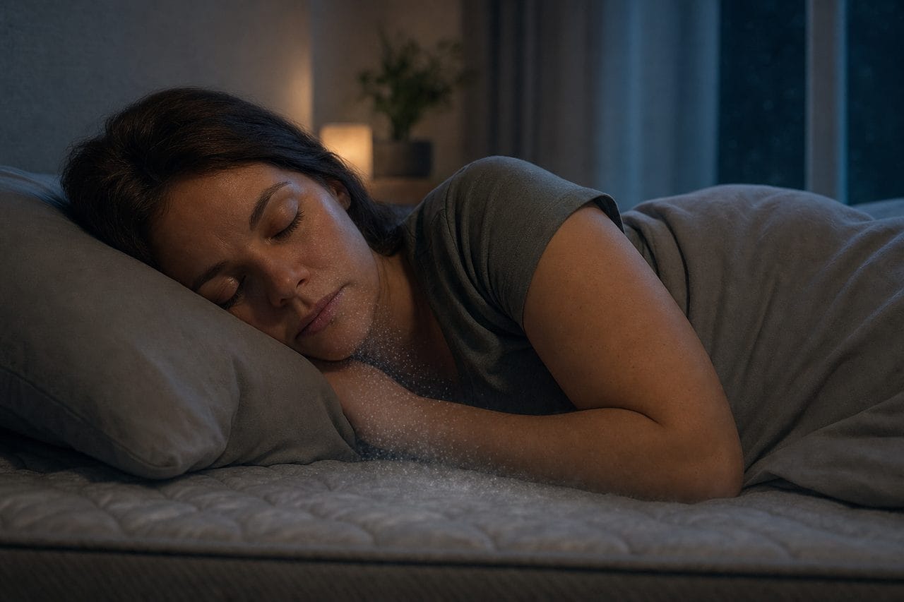 Without a card: particles rise from the mattress all night