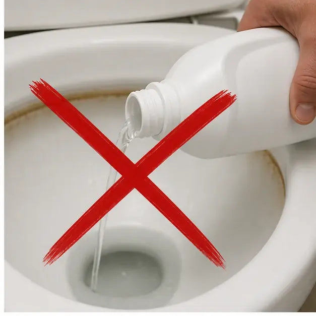 thumbnail — bleach bottle being poured into a bowl, with a red "X" overlay or strikethrough indicating it doesn't solve the real issue.