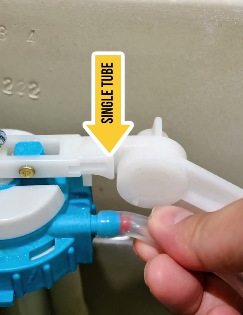 Plugging the single tube in where the old hose started