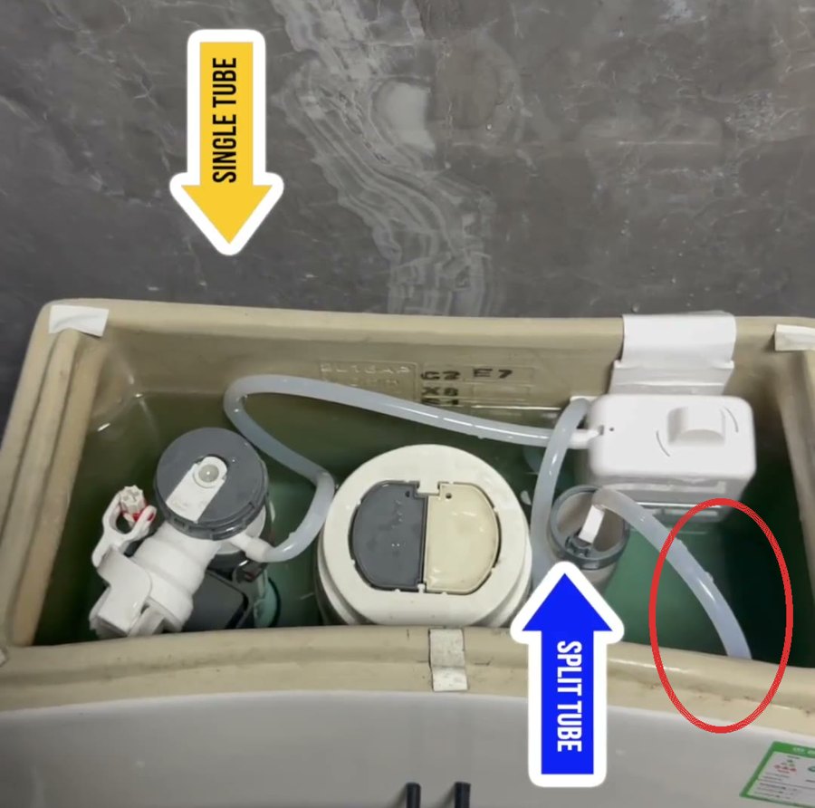 Everything connected, seen from above, with the loose end circled